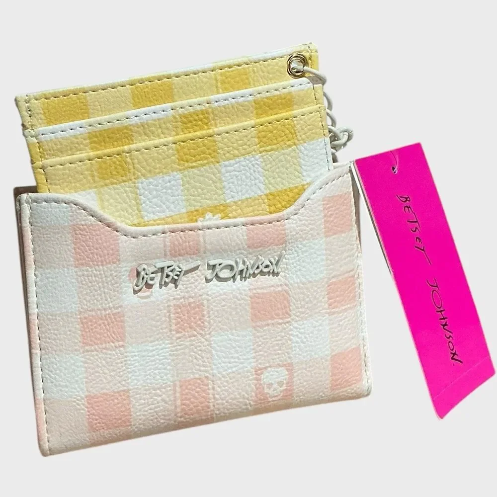 Betsey Johnson 2 Piece Gingham Wallet & Card Holder Set NWT